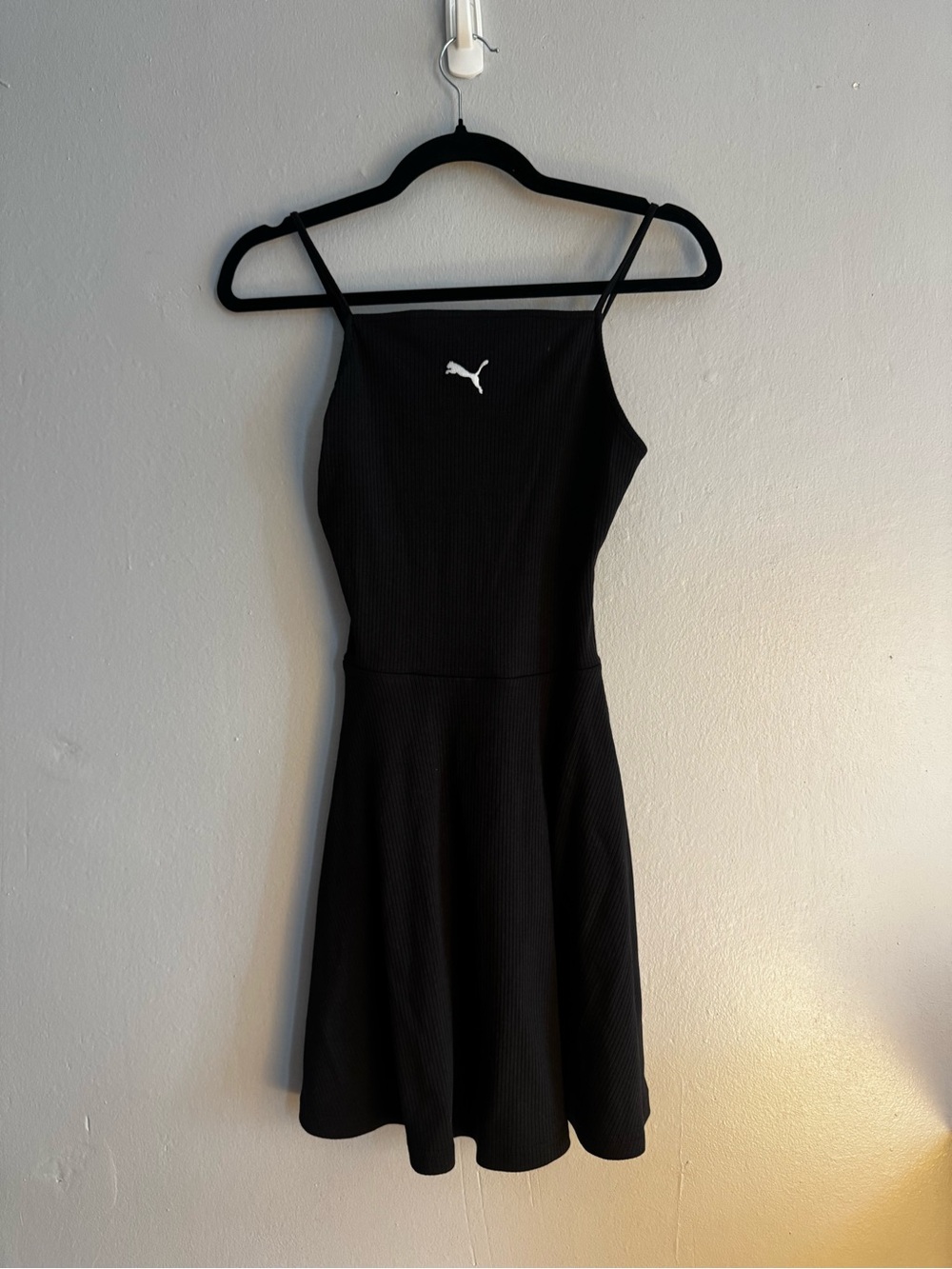 Puma Black Ribbed Spaghetti-Strap Mini Dress